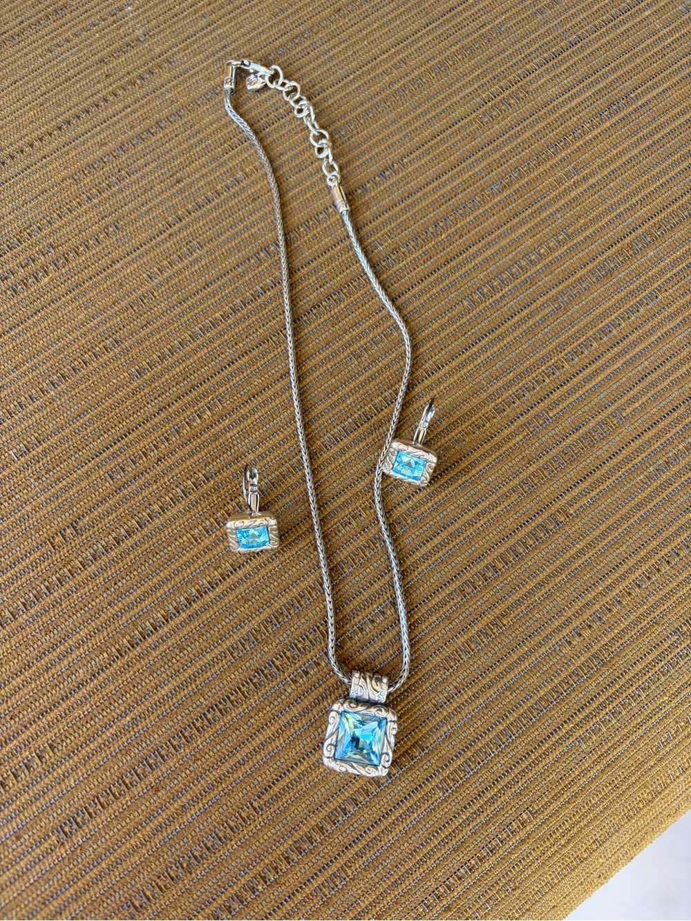 Brighton Regina Blue Reversible Necklace & Earrings Set - Picture 2 of 5
